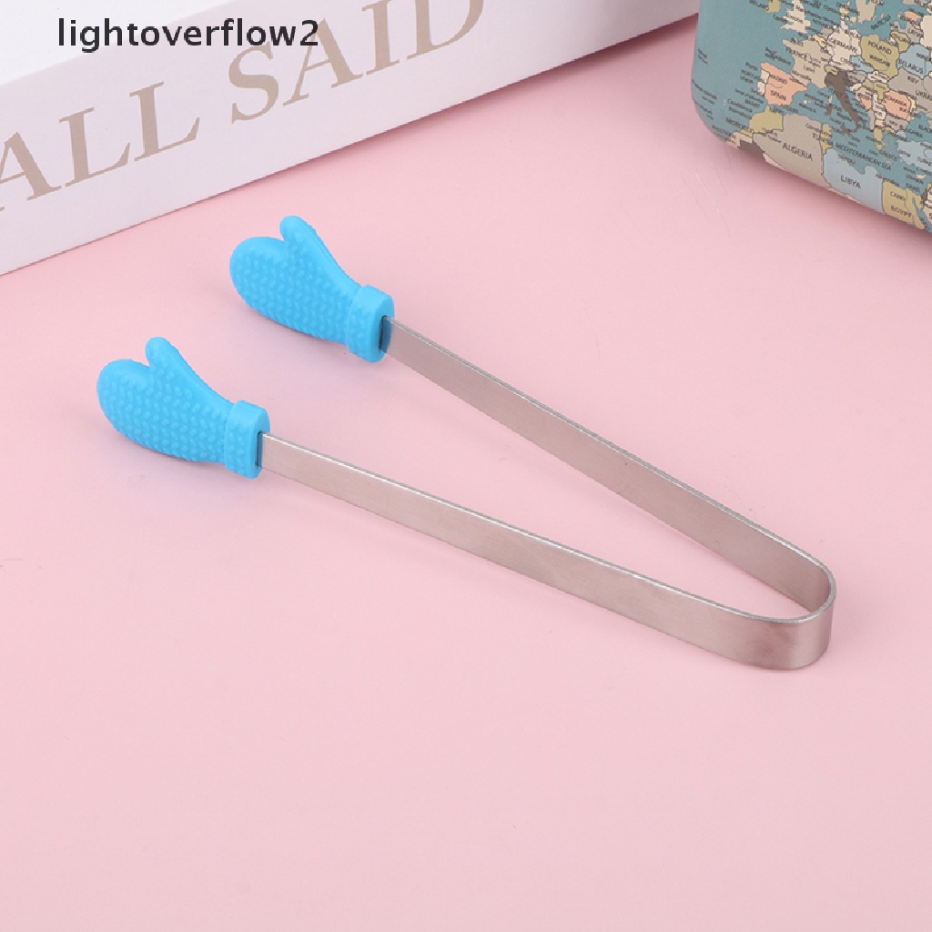 [lightoverflow2] Penjepit Makanan Silikon Sarung Tangan Berbentuk Stainless Steel Non-slip Es Permen Food Clip [ID]