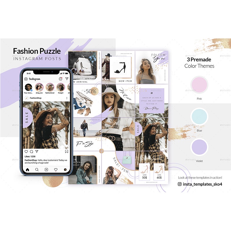 Template Instagram Fashion Puzzle v4 - Adobe Photoshop Desain