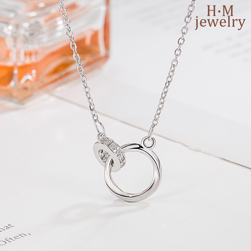 S925 Perak Cincin Gesper Mobius Kalung Cahaya Mewah Rasa Tinggi2023Baru