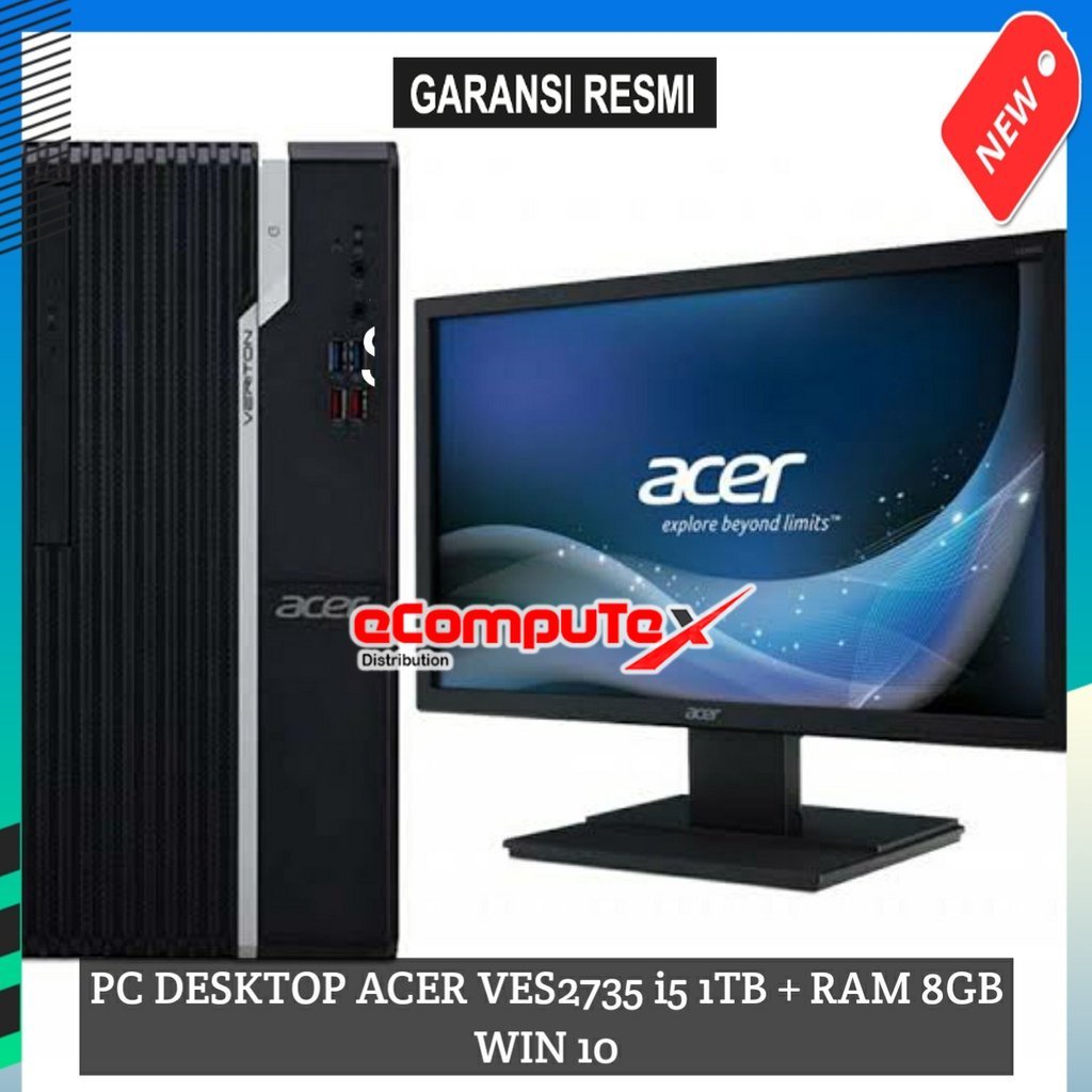 PC DESKTOP ACER VERITON ES2735 CORE i5-9400, 4GB, 1TB, WIN 10 PRO, 19.5 INCH GARANSI RESMI