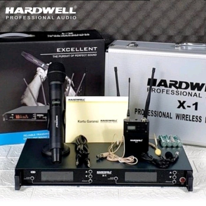 Mic Wireless HARDWELL X-1 / X1 Original Handle Clip On &amp; Headset