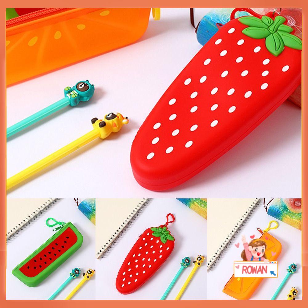 R-flower Silicone Pencil Case Portable Pemodelan Buah Kotak Penyimpanan Multi Fungsi