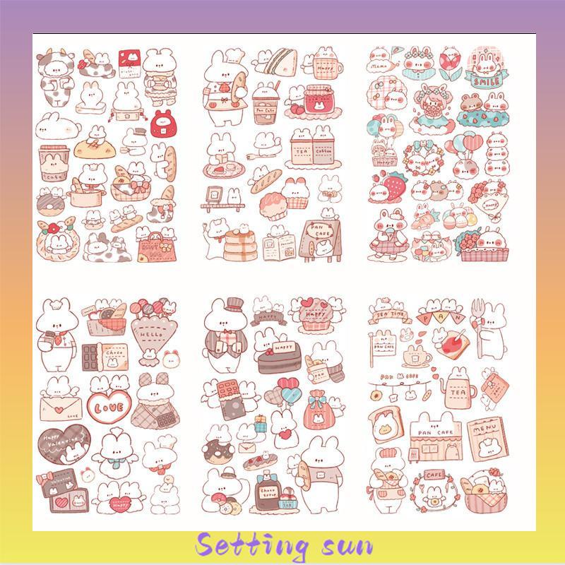 6pc Stiker Cute Cartun Lucu Food Pet Diy Diary Jurnal Palnner Deco Hias TN