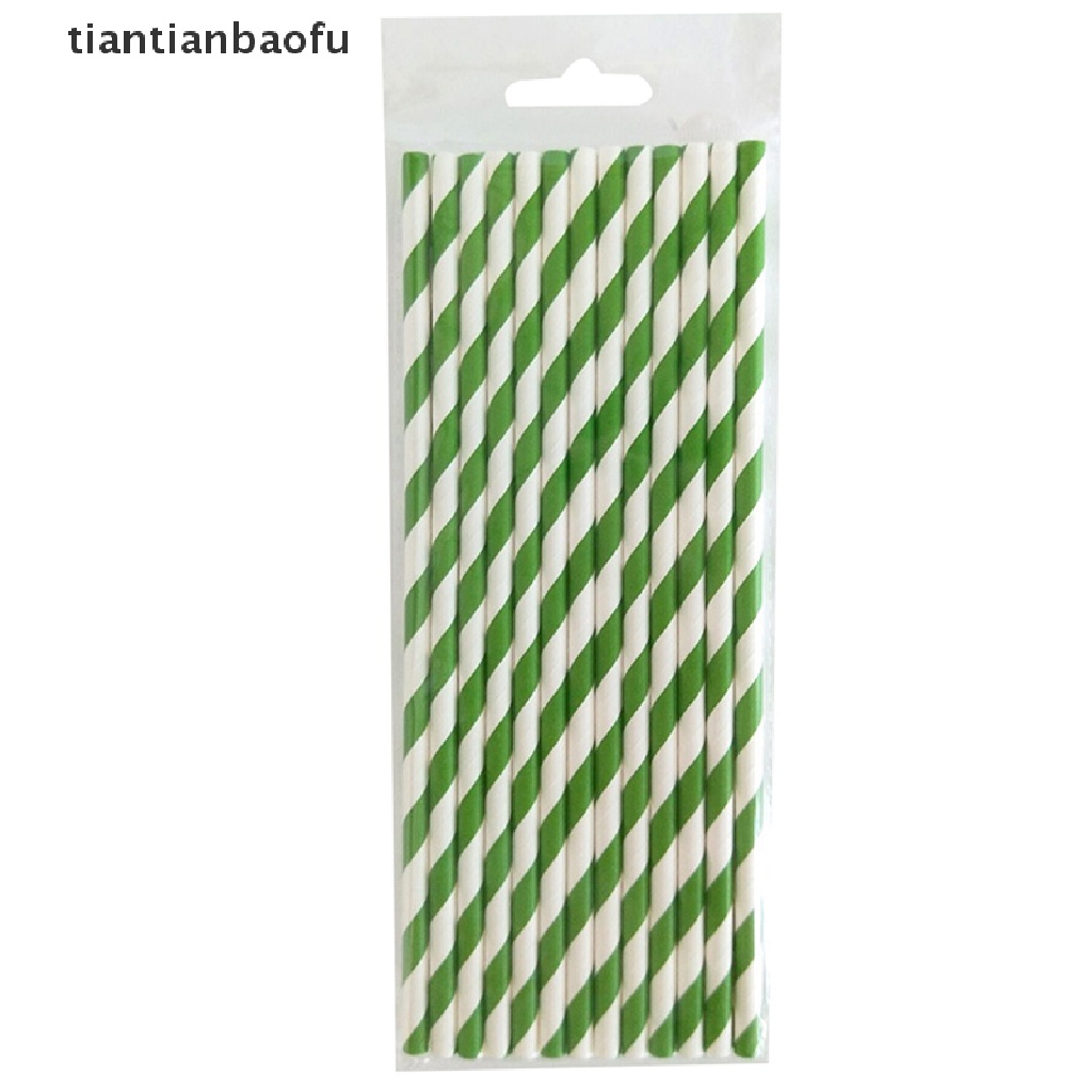 [tiantianbaofu] Biodegradable Stripes Paper Straw Stripes Sedotan Minum Pesta Ulang Tahun Pernikahan Butik