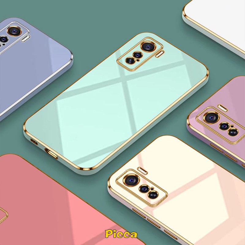 Luxury Plating Straighe Edge Electroplate Smooth Case Untuk Samsung A12 A50 A50s A30s A10s A20 A30 A23 A11 M11 M12 M01S A13 A33 A73 A03 Core Soild Color Ultra-Tipis Soft TPU Case