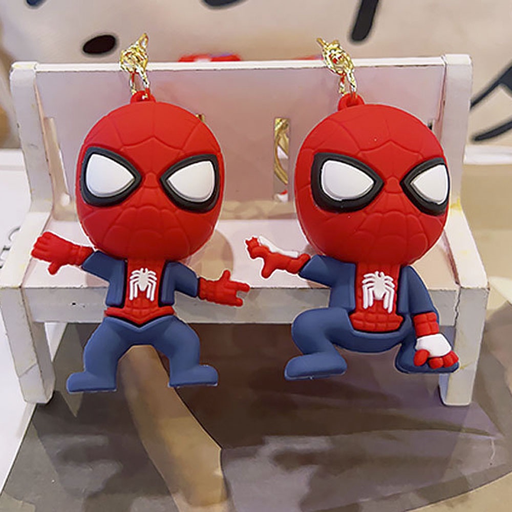 Gantungan Kunci Spider-Man Keren Silikon Spider-Man Marvel Hero Doll Pendant Liontin Tas