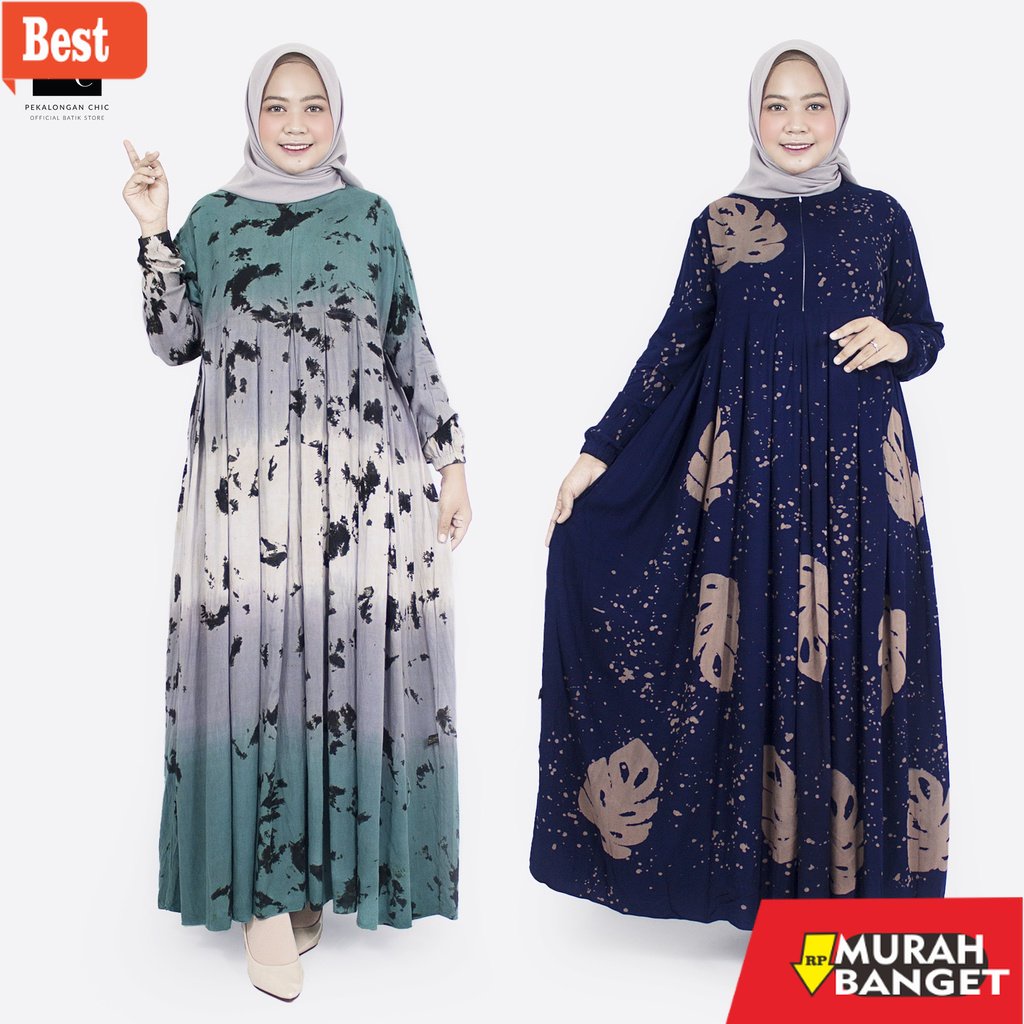 GAMIS SIZE BESAR TERBARU- [BISA COD] GAMIS RAYON PREMIUM / GAMIS TIE DYE KEKINIAN / DRESS MUSLIM / B