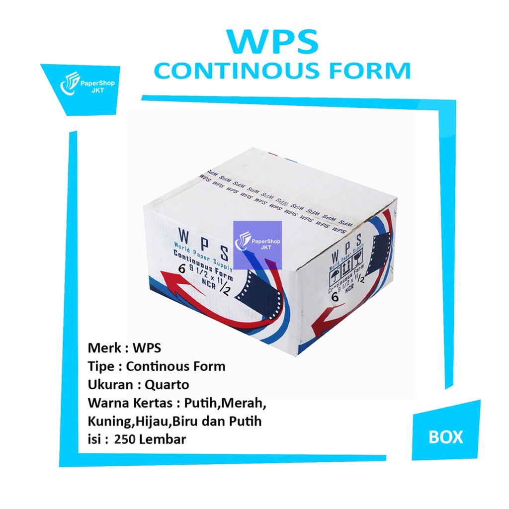 

WPS - Continous Form 6 Ply 9 1/2 x 11/2 ( K6/2 WPS ) NCR - Box