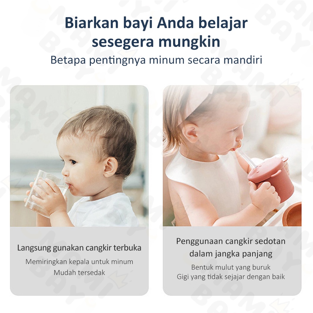 Mamibayi Training Cup Bayi Gelas Sedotan Gelas Lucu Anak Motif Panda Sippy Cup