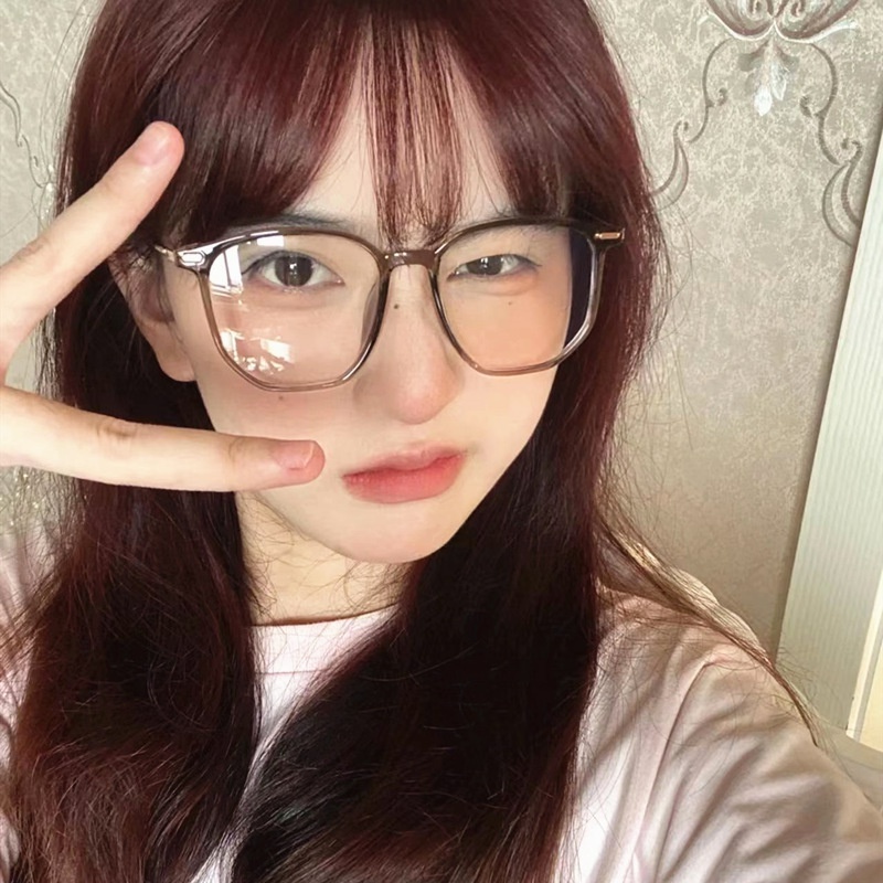 Korea Oversized Anti-Blue Full-frame Glasses/Vintage Metal Square Eyeglasses/Wanita Indah Kacamata Anti Silau Ringan