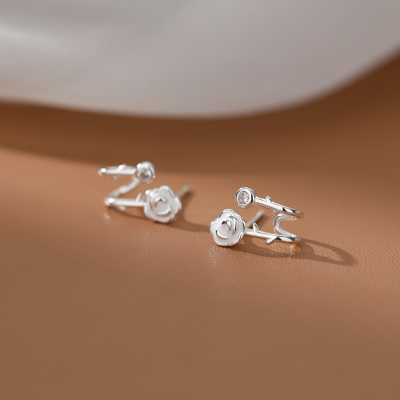 925 Perak Camellia Stud Earrings Wanita Kadar Tinggi Anting Bunga Fashion Fashion Perhiasan Telinga Pribadi