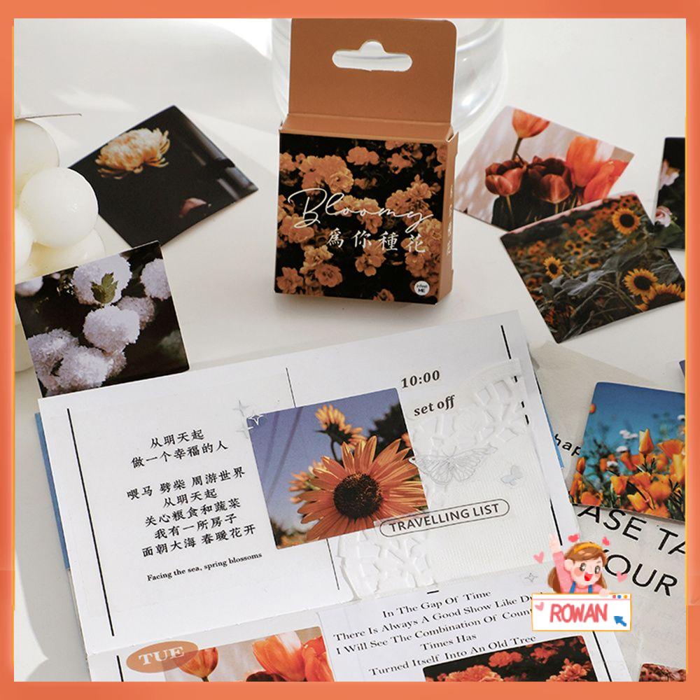 R-flower 46pcs Sticker Album Jurnal Sunset Flower Landscape Film Diary Stiker Kotak