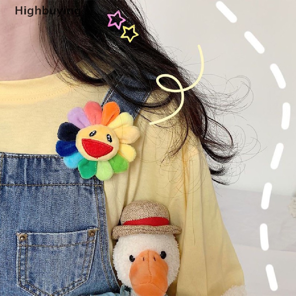 Hbid Plush Keychains Sun Flower Car Key Chain Brooch Pin Sunflower Keychain Bag Pendant Mobile Phone Strap Keyring Glory