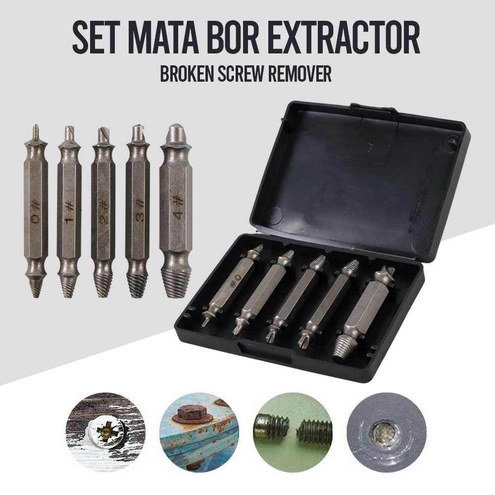 (BISA COD) FTIHSHP DIZAINLIFE Set Mata Bor Extractor Broken Screw Remover 5 PCS - TL105