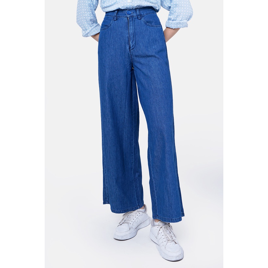 Ninety Degrees Celana Jeans Wanita Chambray Alexa Medium Blue 43081D2ML