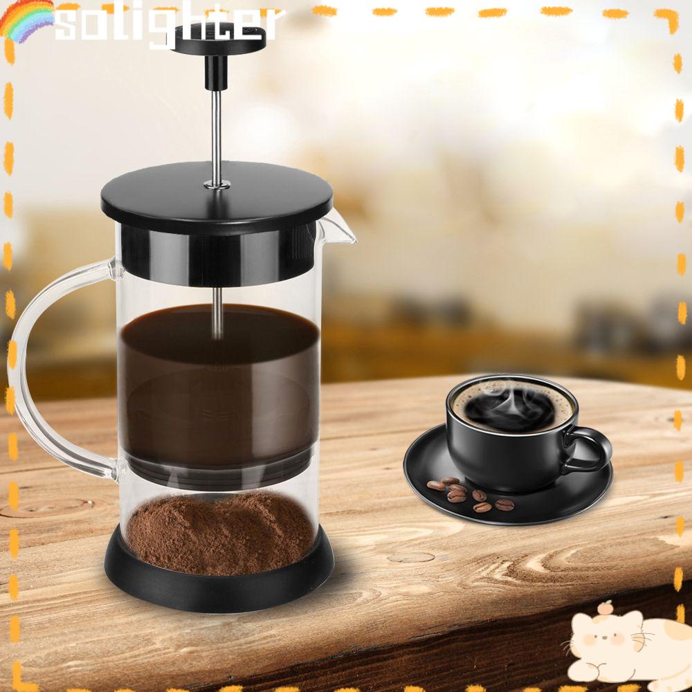 Solighter 1000ML French Press Coffee Pot Dengan Triple Filters Glass Coffee Press Kopi Espresso