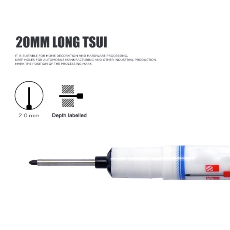 Penanda Kedalaman Kepala Panjang Serba Guna 20mm/3warna Woodworking Deep Hole Marker Pen