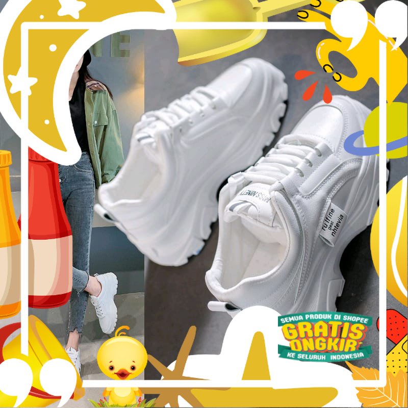 Sepatu Sneakers Wanita Terbaru Sepatu Sport Ala Korea Cewek Dewasa Sepatu Kets Warna Putih Buat Olah