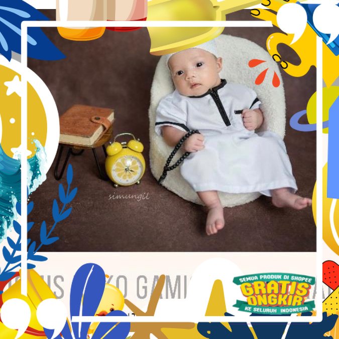 Tebel ok / Baju Jubah Gamis Aqiqah Newborn Bayi Baru Lahir Laki Laki Usia 0-3 Tahun baju lebaran new