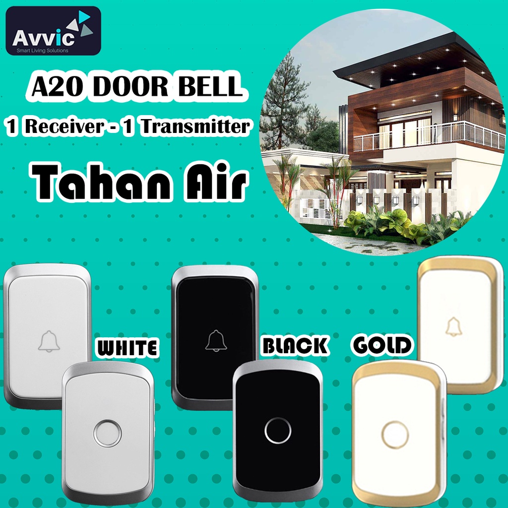 Bel Pintu Rumah CACAZI A20 Wireless Doorbell 1 Receiver 1 Transmitter Waterproof