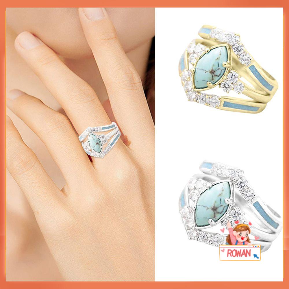 R-flower Turquoise Ring Hadiah Ulang Tahun Kreatif Festival Hadiah Berlian