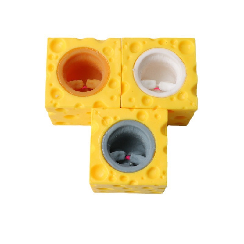 Mainan Pop it Squishy Karet Silikon / Mainan tikus Keju Lucu Remasan / Mainan Penghilang Stres