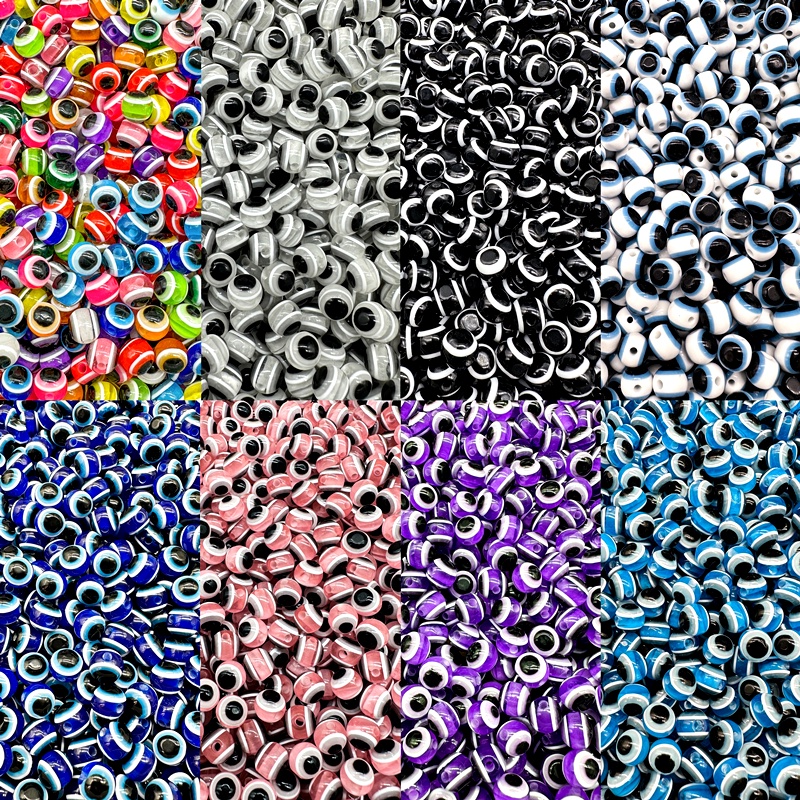 50pcs/pack 8mm Resin Bulat Fisheye Evil Eye Untuk Perhiasan DIY Gelang Kalung Membuat Manik-Manik Aksesoris