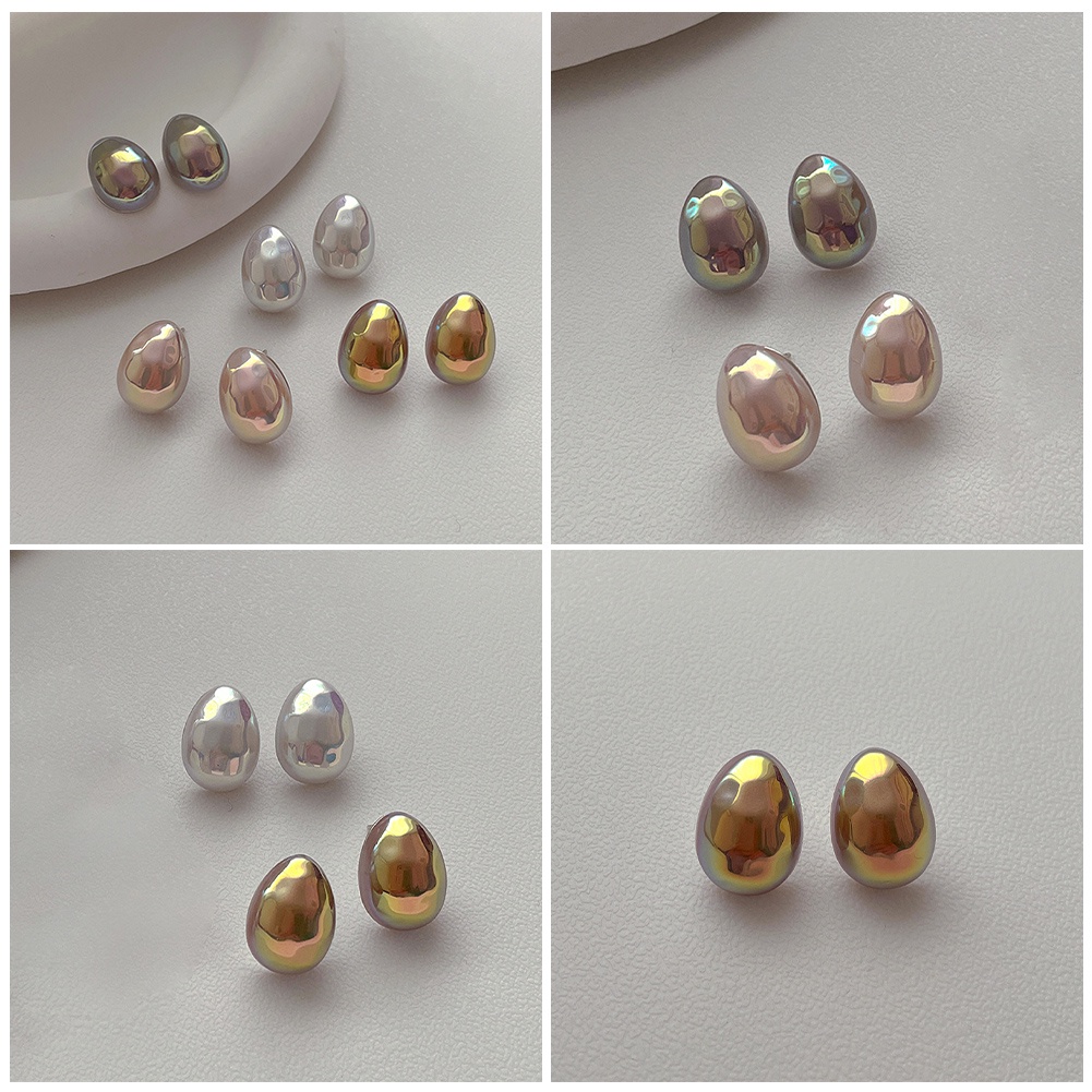 1pasang Tembaga Fadeless Wanita Hoop Earrings Colorful Mutiara Vintage Earring Drop Shape Geometris Perhiasan Hadiah