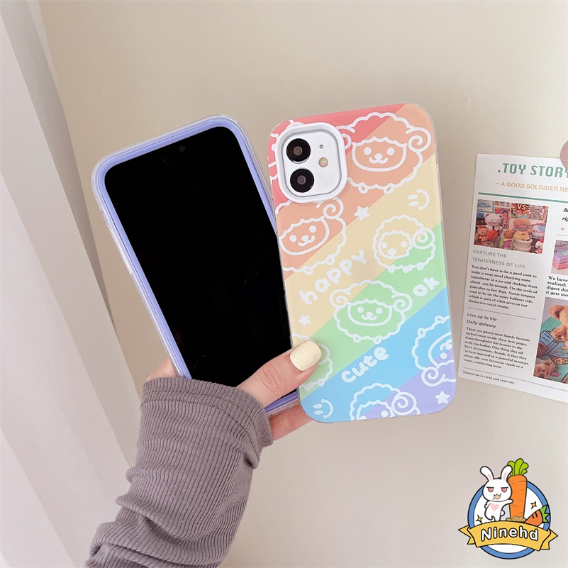 Redmi A1 A1+10C 10A 10 9 9A 9C 9T Note 11 11s 10 10s 9 9s Pro Xiaomi 11 Lite Poco X3 Pro NFC Graffiti Wajah Tersenyum Pelangi 3in1 Silikon Cair Phone Case Bumper Pelindung Case