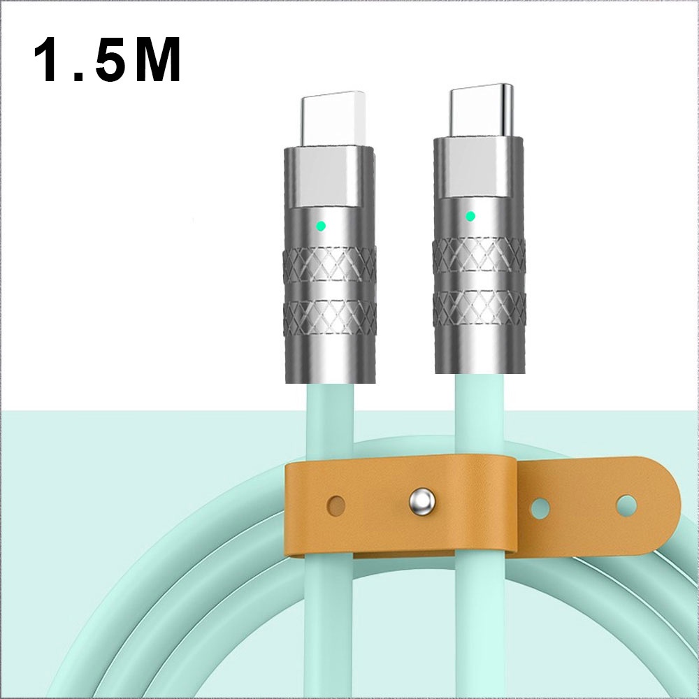 1.5m USB-C Ke Tipe-C 67W 6A Kabel Pengisian Super Cepat Antarmuka Paduan Aluminium Kabel Pengisian Cepat Kabel Antarmuka Ganda Tipe-C Tahan Lama Type-C Quick Charge Data Line