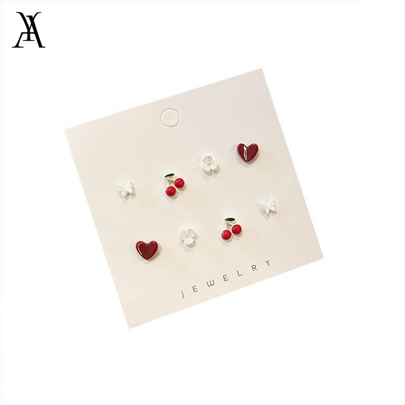 AY(CN) Set Anting Stud Bentuk Buah Butterfly Bahan Resin Untuk Wanita