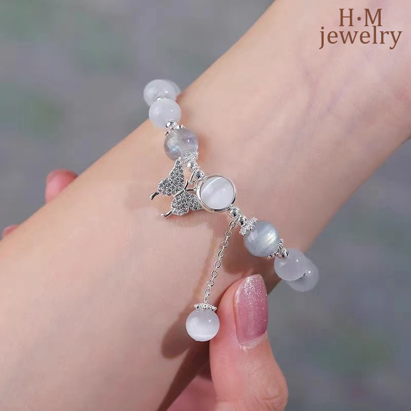 Gelang Opal Kupu-Kupu Perak S925 2023gelang Kristal Bermutu Tinggi Baru