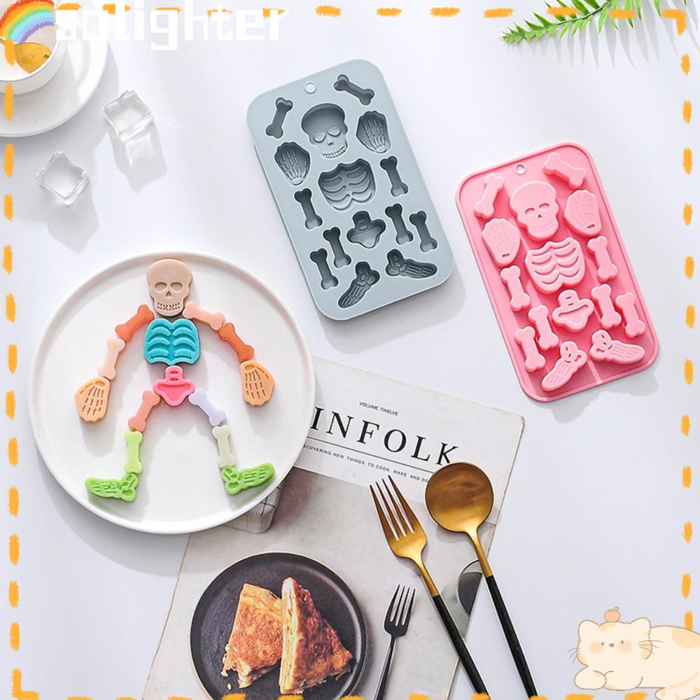 Solighter Easter Halloween Skeleton Jelly Liburan Dekorasi Alat Baking Cetakan Kue Coklat