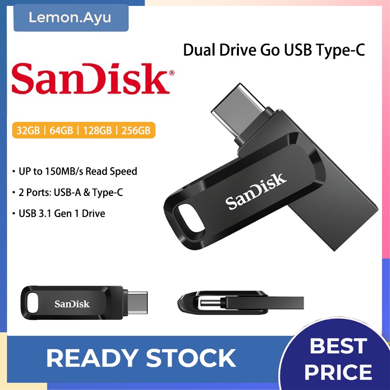 SanDisk Dual Drive GO Type-C 32 64 128 256GB Type-C &amp; USB 3.1 2-in-1 OTG Flashdrive