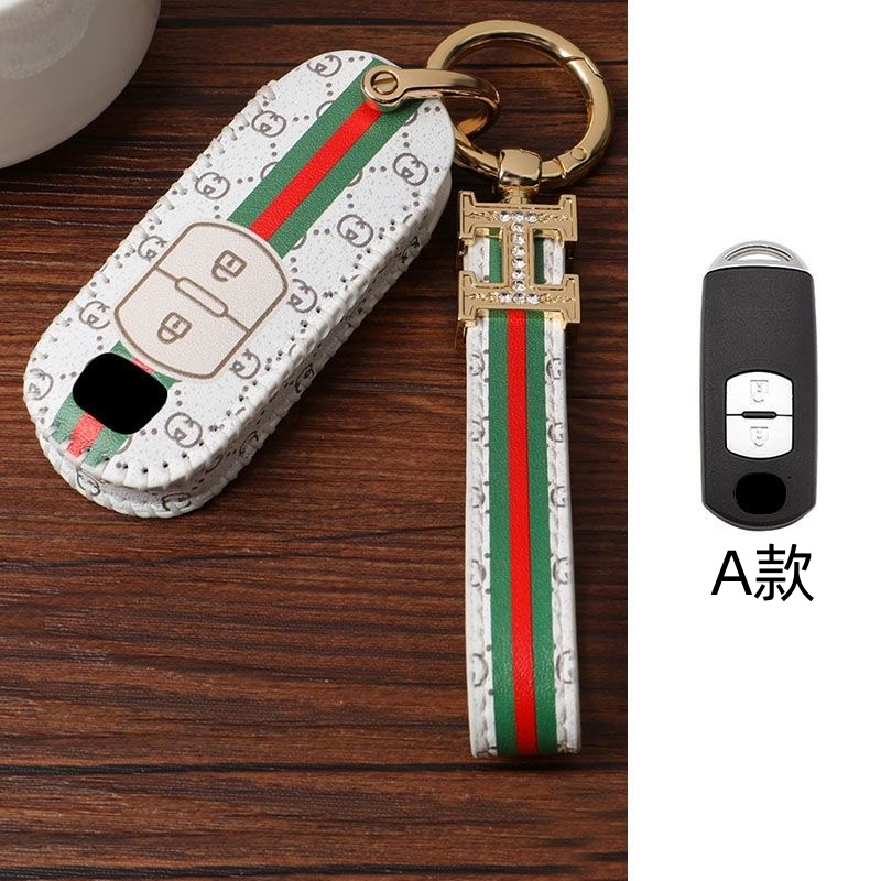 Cocok Untuk Kotak Kunci Mobil Mazda 3 CX-4 CX-5 CX-7 Gantungan Kunci Kulit Leather Case Car Key Box Key Chain