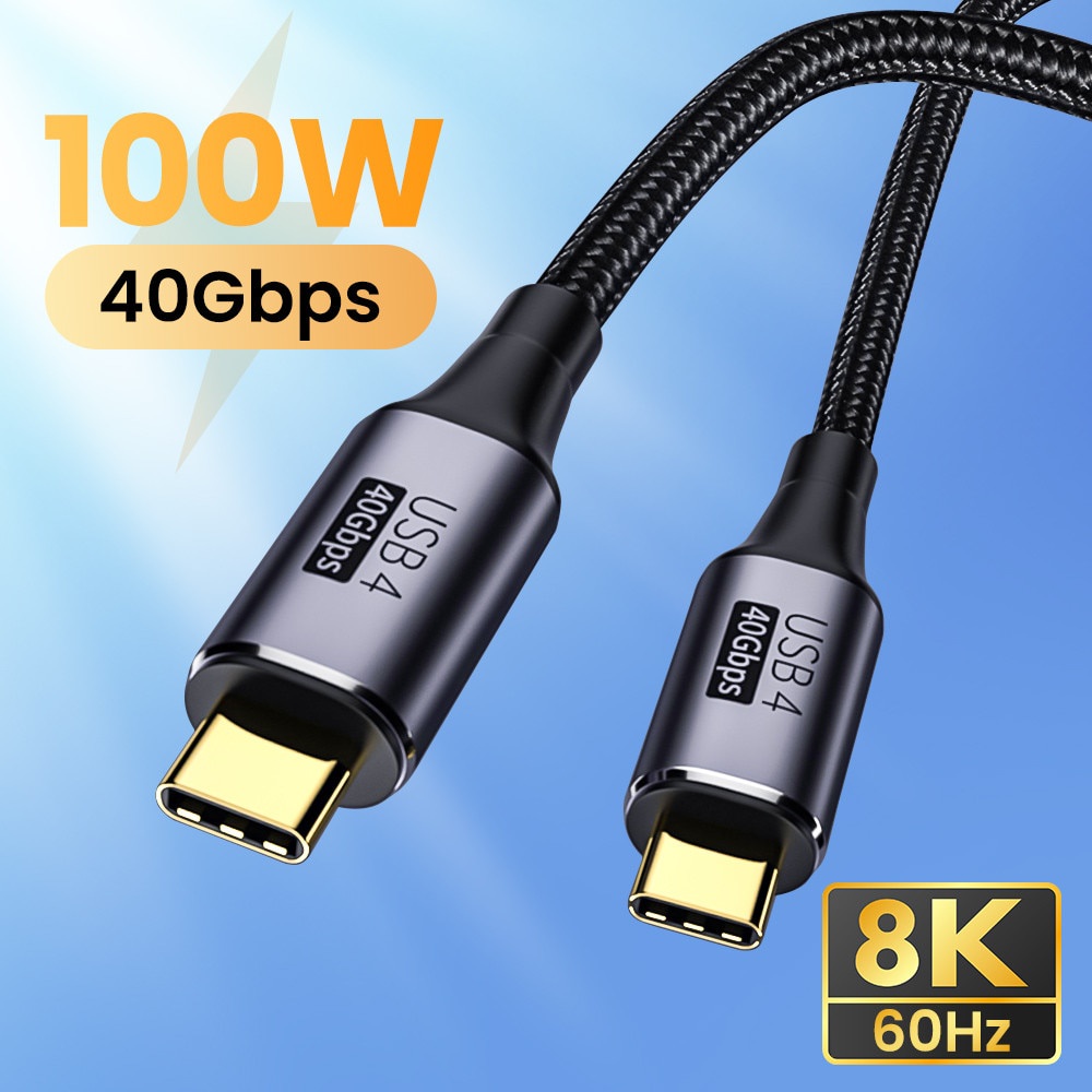 Usb 4kabel Thunderbolt 3kabel PD 100W 5A Fast Charging USB Tipe C to USB-C 8K @ 60Hz 40Gbps SSD Kabel Transfer Data