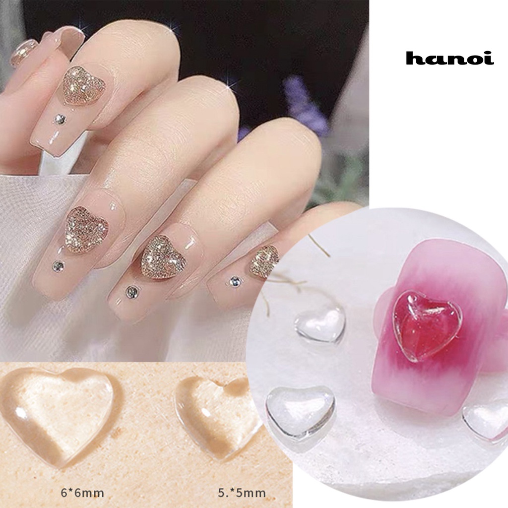 Hi 20Pcs Dekorasi Kuku Transparan Bentuk Indah Mempesona Efek Visual Ramah Lingkungan 3D Cinta Hati Nail Art Decor Manicure Jewelry Untuk Salon Kuku