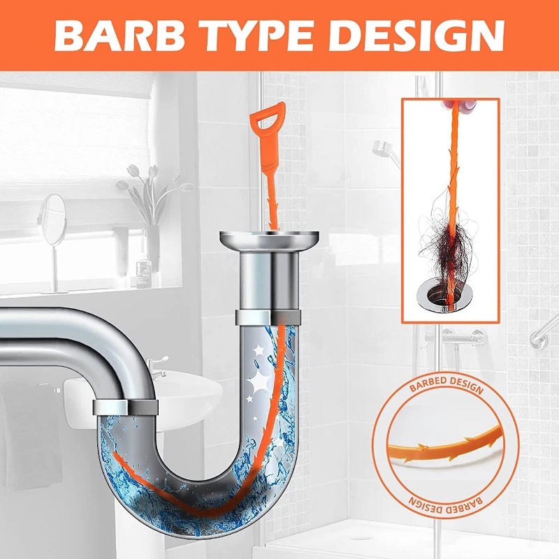 [Warna Random] 51cm Sikat Pengerukan Pipa Kamar Mandi Dapur Sewer Sink Cleaning Brush Flexible Drain Cleaner Anti Sumbat Shower Toilet Sewer Hair Remover