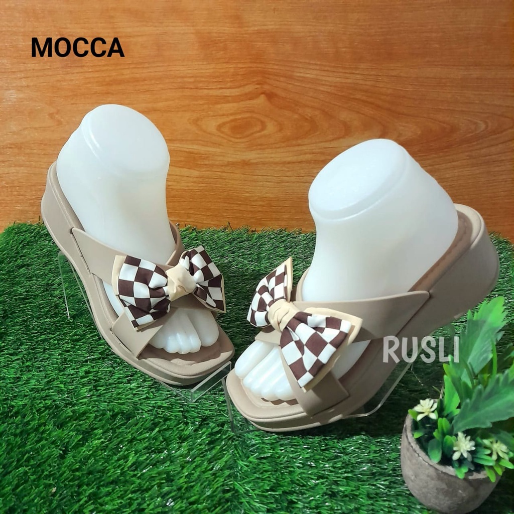 (COD) Sandal Wedges Import Jelly Wanita Motif Pita Balance 2212-4