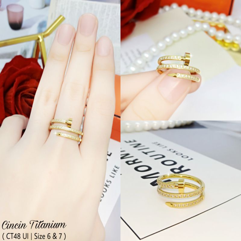 Cincin Titanium Wanita/Cincin Titanium Paku CT40-45-48 UI