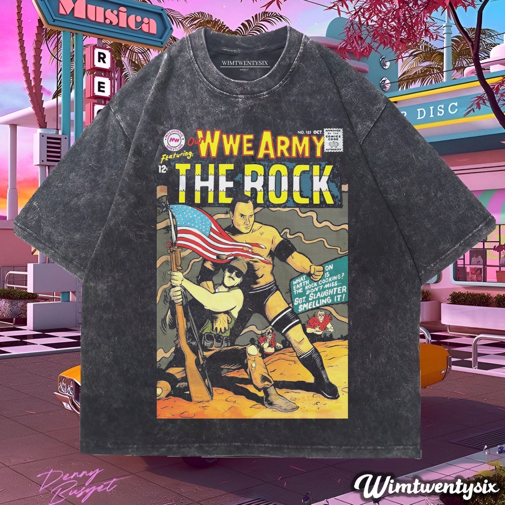 Wimtwentysix “the rock wwe army” kaos oversized washing | vintage tee