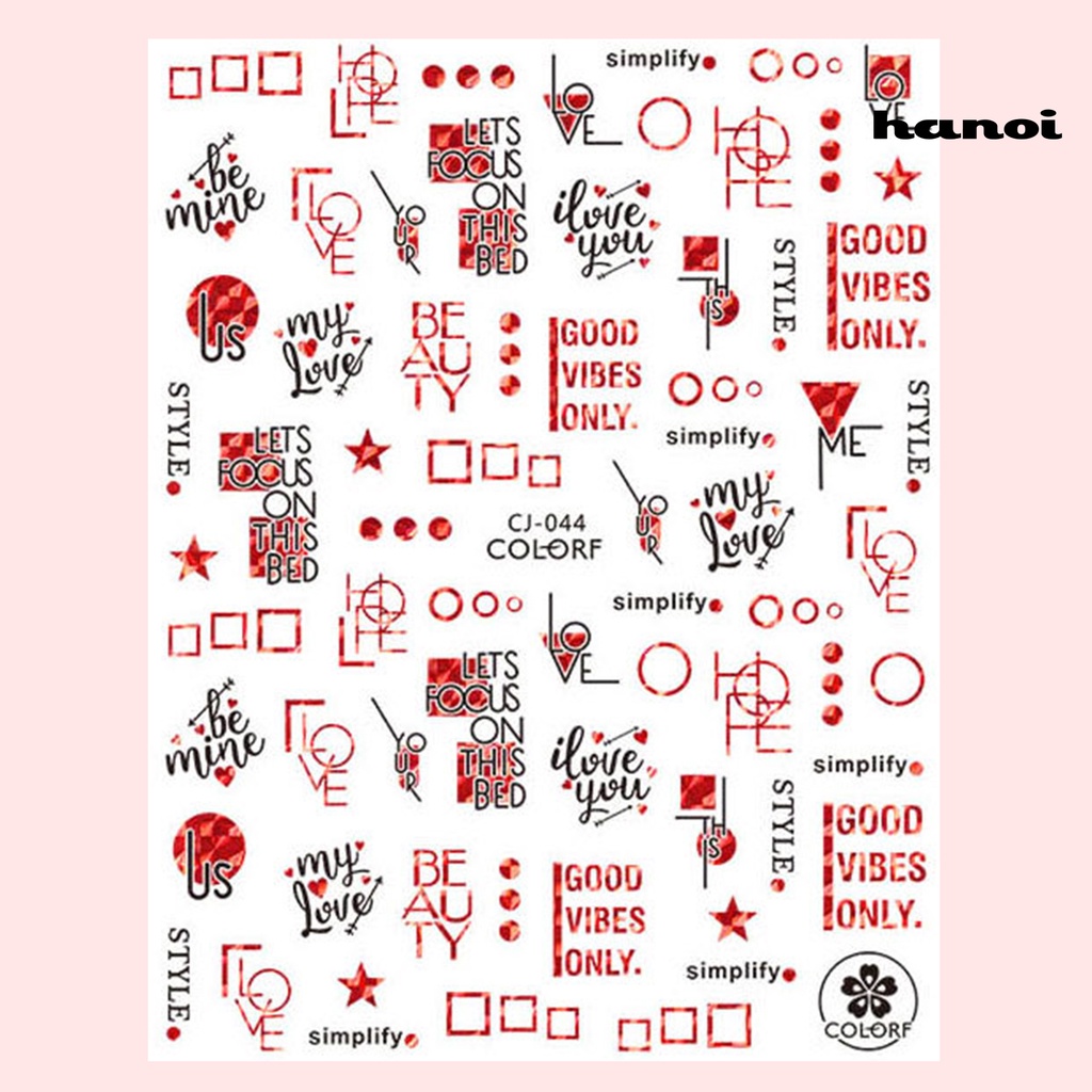 Hi Stiker Kuku Tempel Mudah Hias Anti Jatuh Aman Tidak Perlu Lem DIY Perekat Valentine Rose Heart Nail Art Sticker Untuk Manicure Store