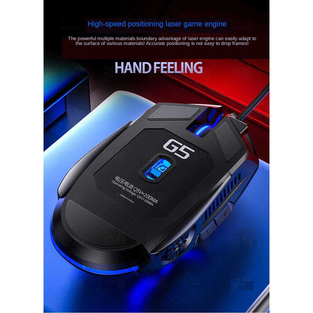 Silver Eagle Mouse Gaming LED RGB 3200 DPI Silent Version - G5 ( Mughnii )