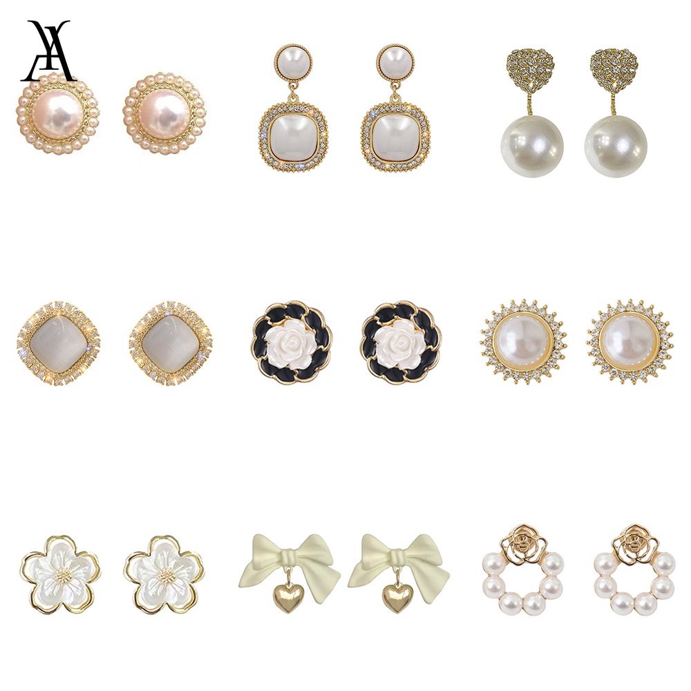 AY(CN) Fashion Mutiara Earings Untuk Wanita Bunga Kupu-Kupu Menjuntai Anting-Anting Hypoallergenic Ear Stud Perhiasan Aksesoris