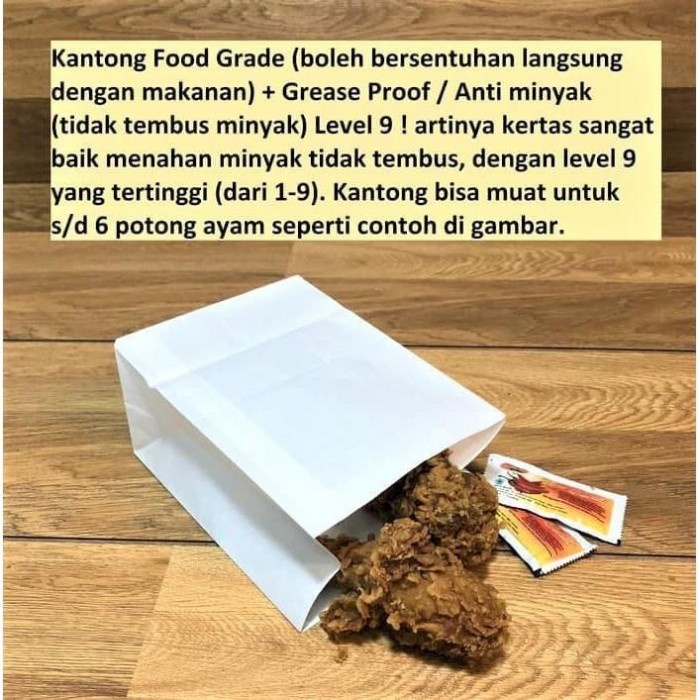 

⭐BISA COD⭐ PB 100pcs Paperbag SOS Kantong Kertas putih 19x13x7 cm anti minyak