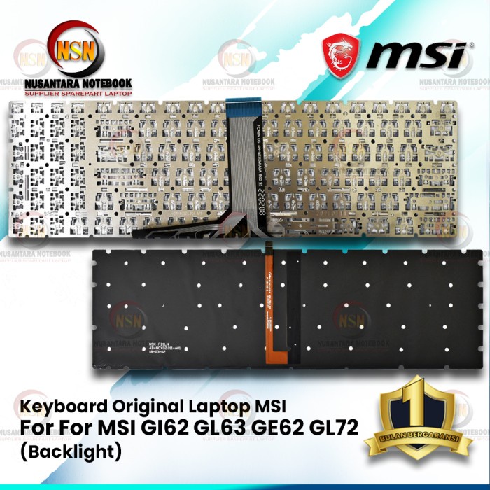 Keyboard Laptop Original MSI GI62 GL63 GE62 GL72