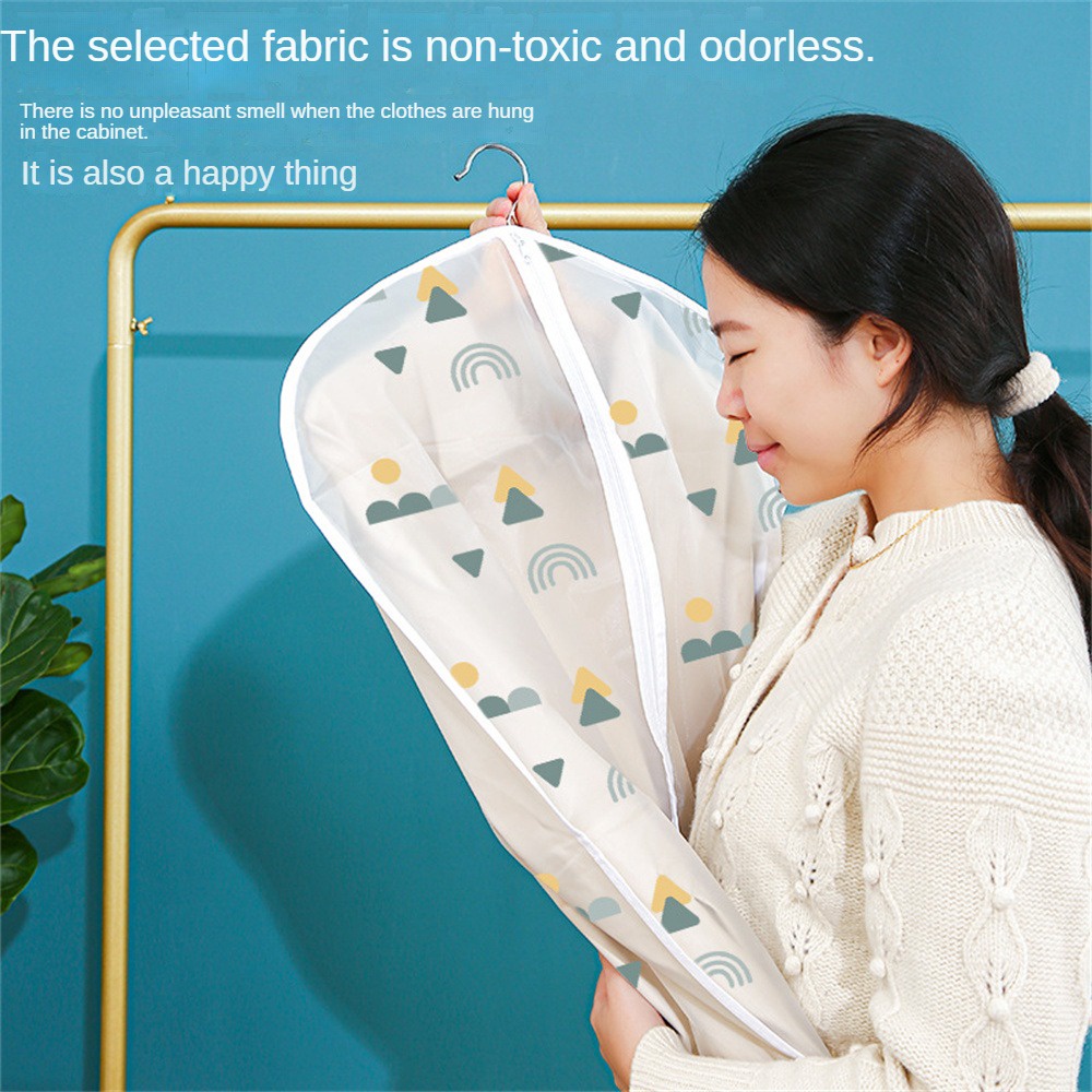 ღ Pakaian Tahan Air Debu Cover Menebal Mantel Menggantung Tas Debu Kelembaban Bukti Perlindungan Kantong Rumah Penyimpanan Tas Kantong Pakaian Organizer