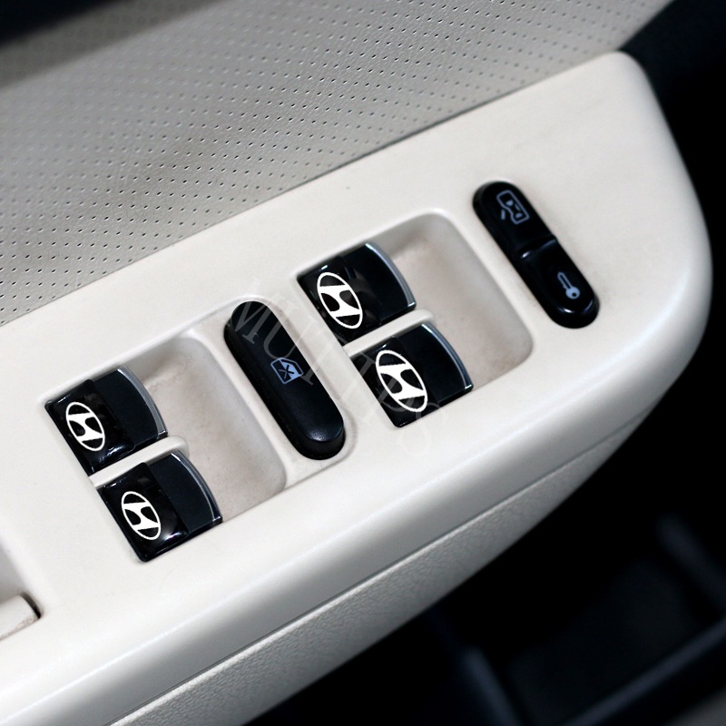 Hyundai 10Pcs 3D Stiker Mobil Setir Pintu Jendela Saklar Tombol Lencana Dekorasi Cocok Untuk Getz Aksen Atoz i20 Trajet H1 i10 Kona Santa Fe