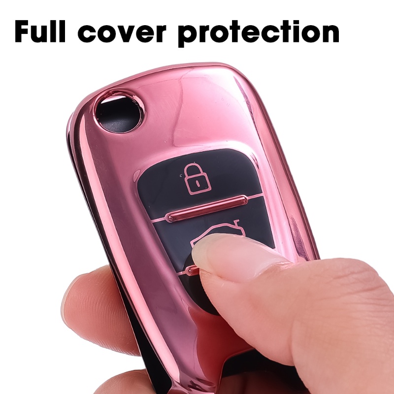 Rumah Kunci Anti Gores Anti Noda Minyak Waterproof Key Shell Cover Portable Full-Coverage Key Box Pelindung Kunci Mobil Case Soft TPU Car Key Case Cover Untuk Model Hyundai