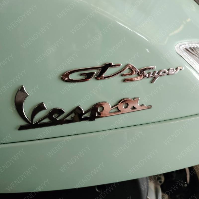 Logo Emblem 3D GTS Super Soft Stiker Hias Warna Silver Gold Hitam Merah Untuk Semua Model Vespa sprint Motor